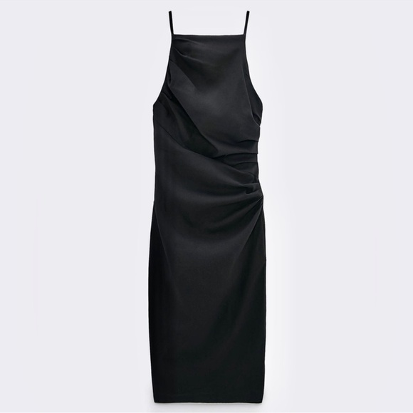 NWT Zara Black Sleeveless Midi Dress - Picture 2 of 6